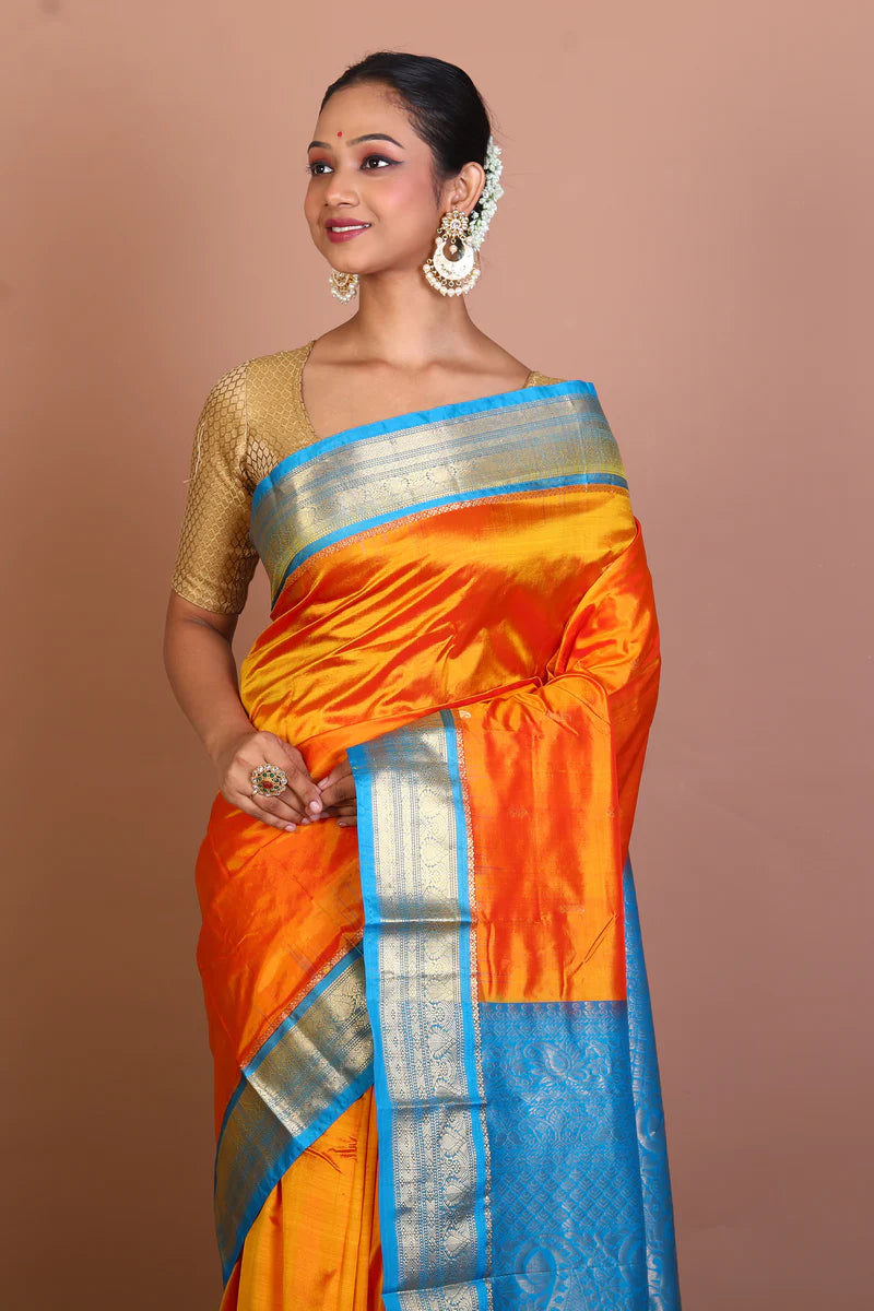 Mustard Blended Kanjivaram Saree - Keya Seth Exclusive