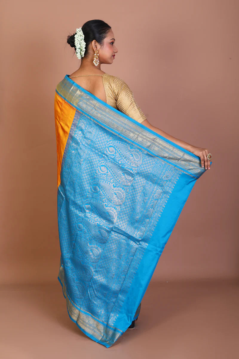 Mustard Blended Kanjivaram Saree - Keya Seth Exclusive