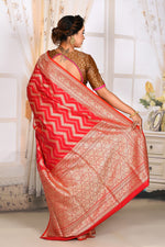 Load image into Gallery viewer, Chrome Red Semi Katan Silk Saree - Keya Seth Exclusive
