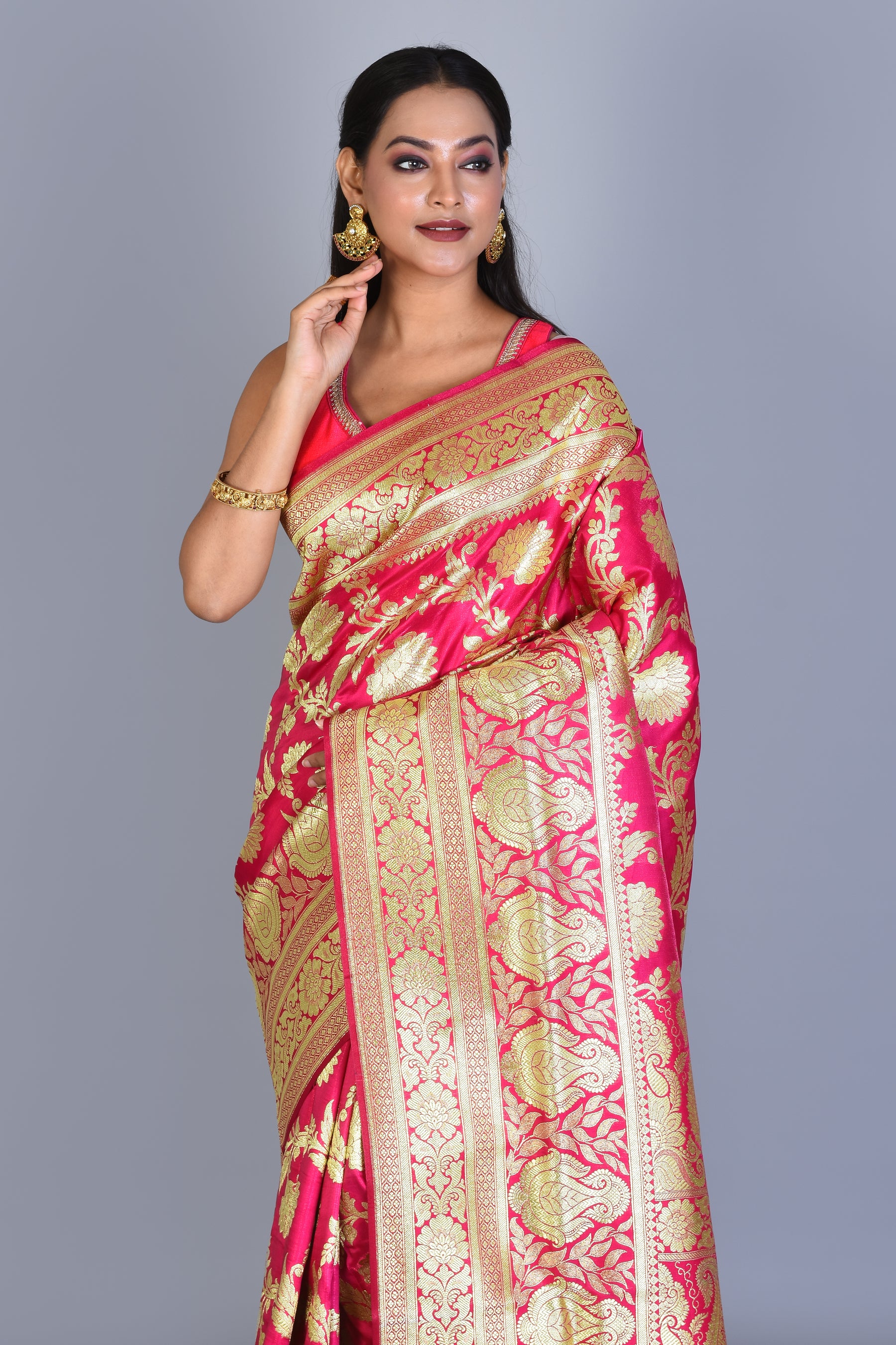 Rani Banarasi Saree with Blouse Piece - Keya Seth Exclusive