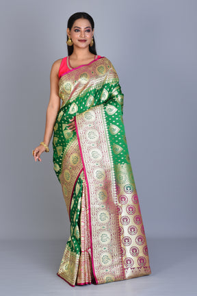 Green Patli Pallu Banarasi Silk Saree with Blouse Piece - Keya Seth Exclusive