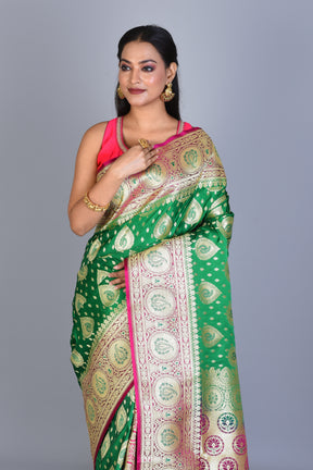 Green Patli Pallu Banarasi Silk Saree with Blouse Piece - Keya Seth Exclusive