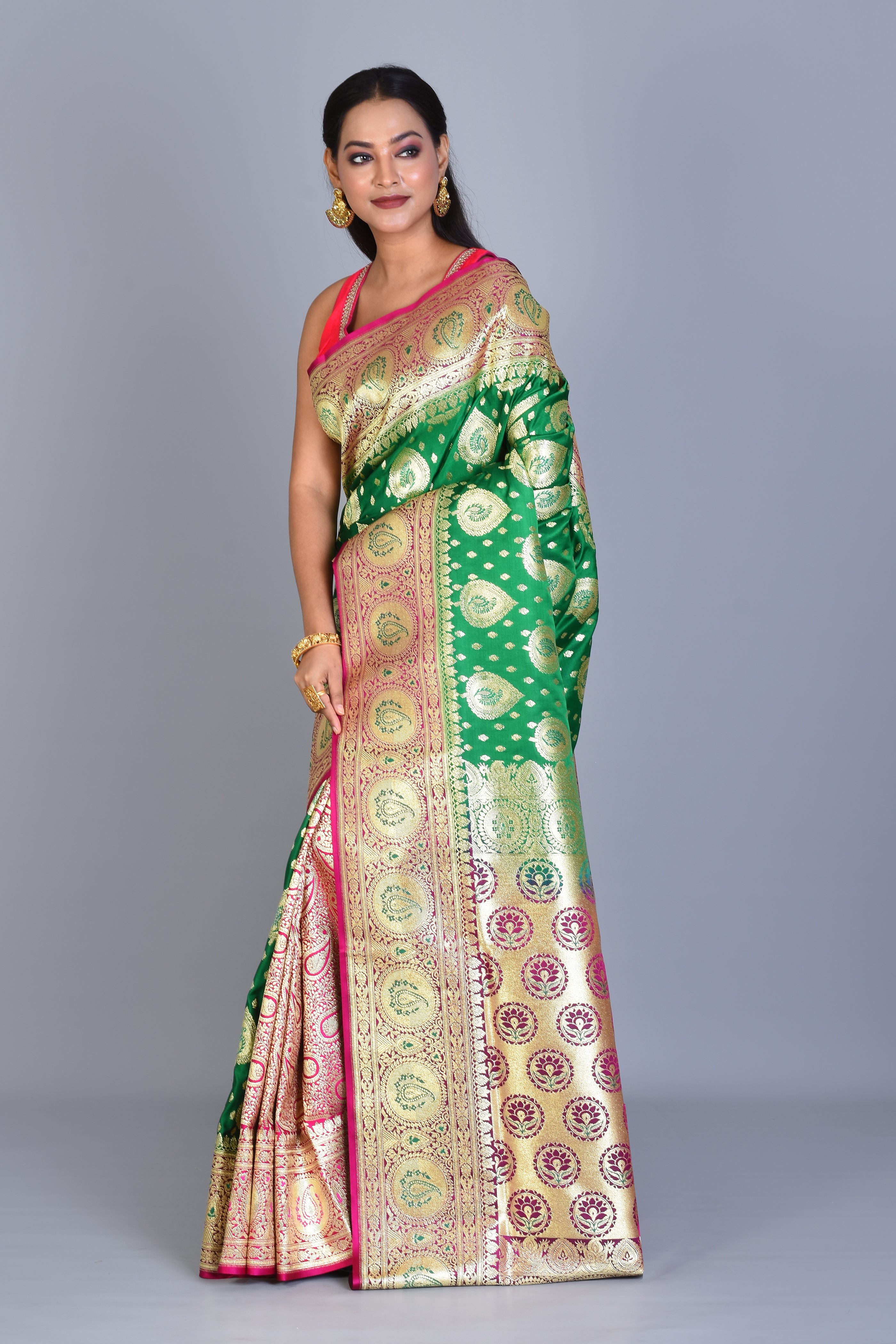 Green Patli Pallu Banarasi Silk Saree with Blouse Piece - Keya Seth Exclusive