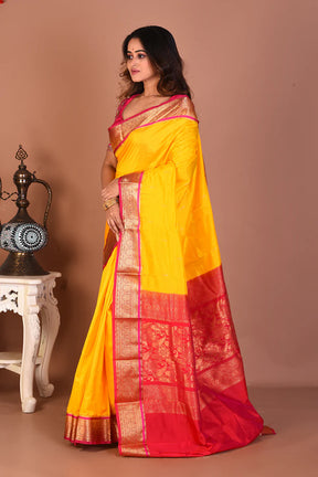 Yellow Blended Kanjivaram Silk Saree - Keya Seth Exclusive