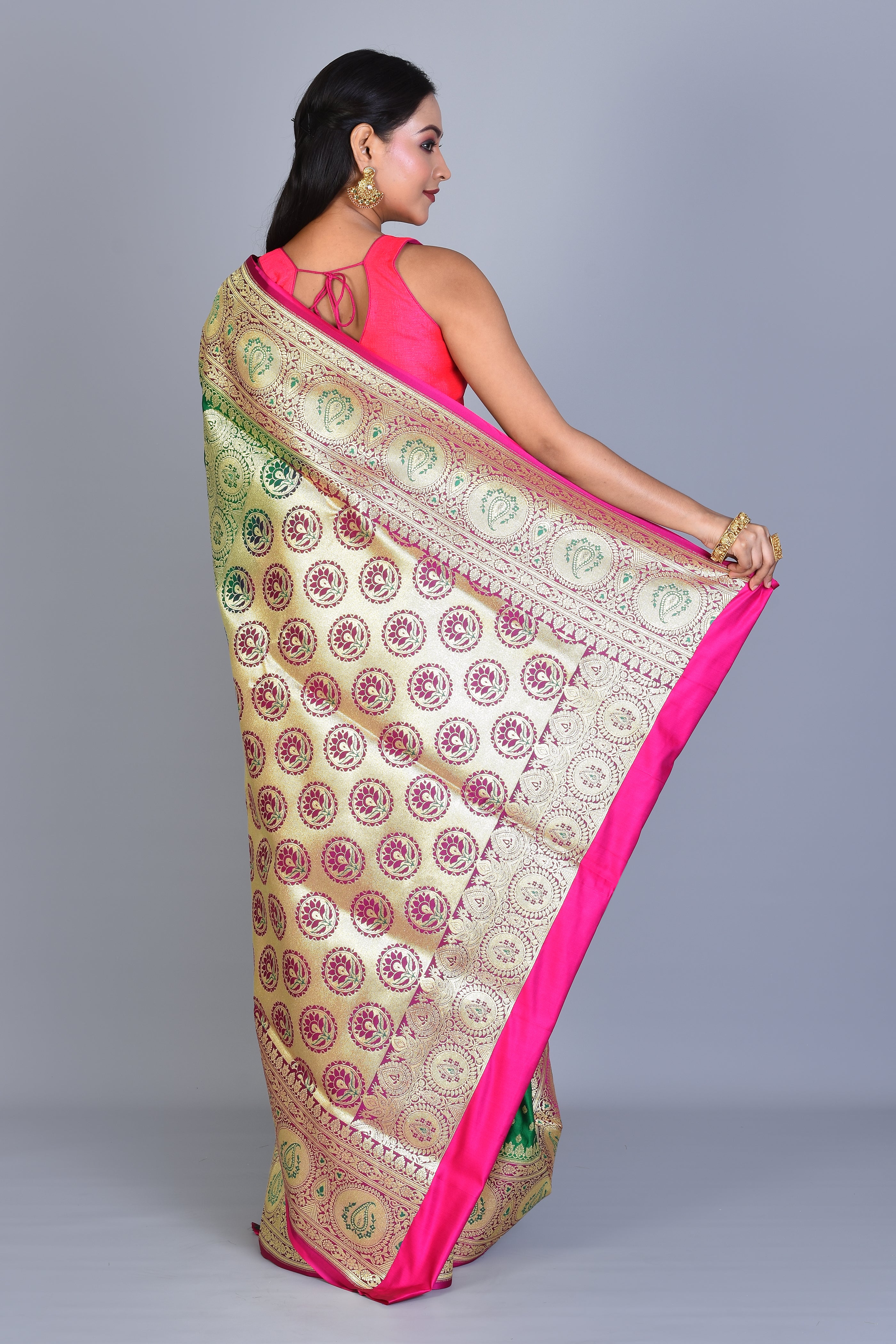 Green Patli Pallu Banarasi Silk Saree with Blouse Piece - Keya Seth Exclusive