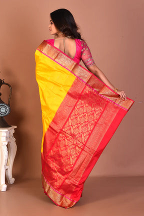 Yellow Blended Kanjivaram Silk Saree - Keya Seth Exclusive