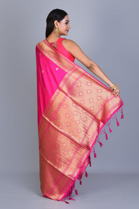 Deep Pink Blended Art Silk Saree with Blouse Piece - Keya Seth Exclusive