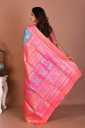 Light Blue Blended Baluchari Saree - Keya Seth Exclusive