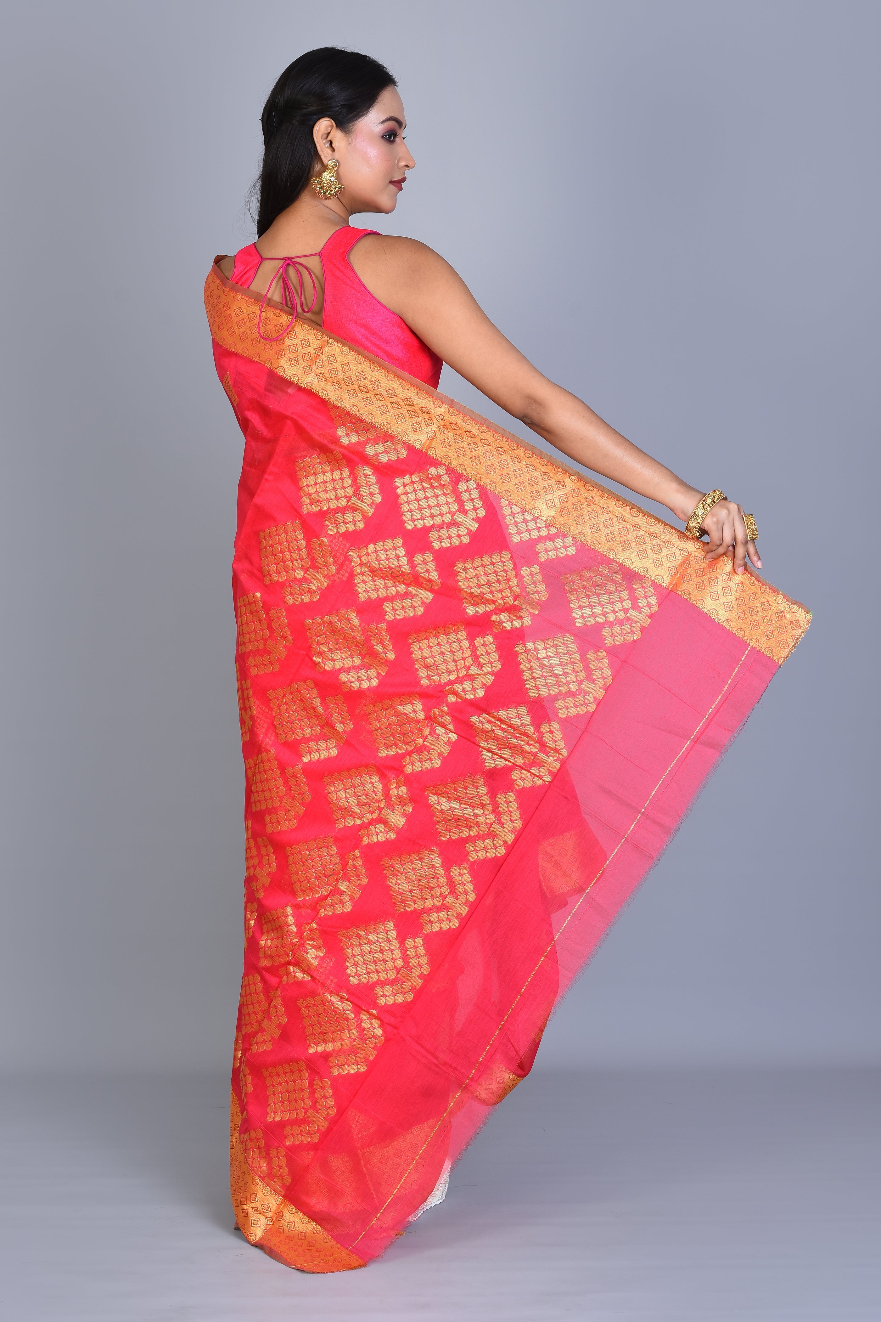 Red Blended Art Silk Saree with Blouse Piece - Keya Seth Exclusive