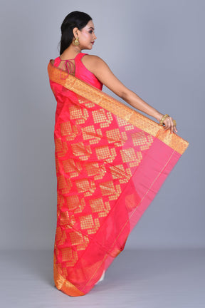 Red Blended Art Silk Saree with Blouse Piece - Keya Seth Exclusive