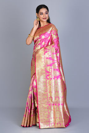 Hot Pink Banarasi Saree with Blouse Piece - Keya Seth Exclusive