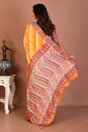 Yellow Blended Printed Silk Saree - Keya Seth Exclusive