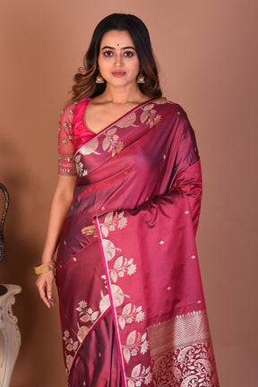 Magenta Blended Mashru Silk Saree - Keya Seth Exclusive