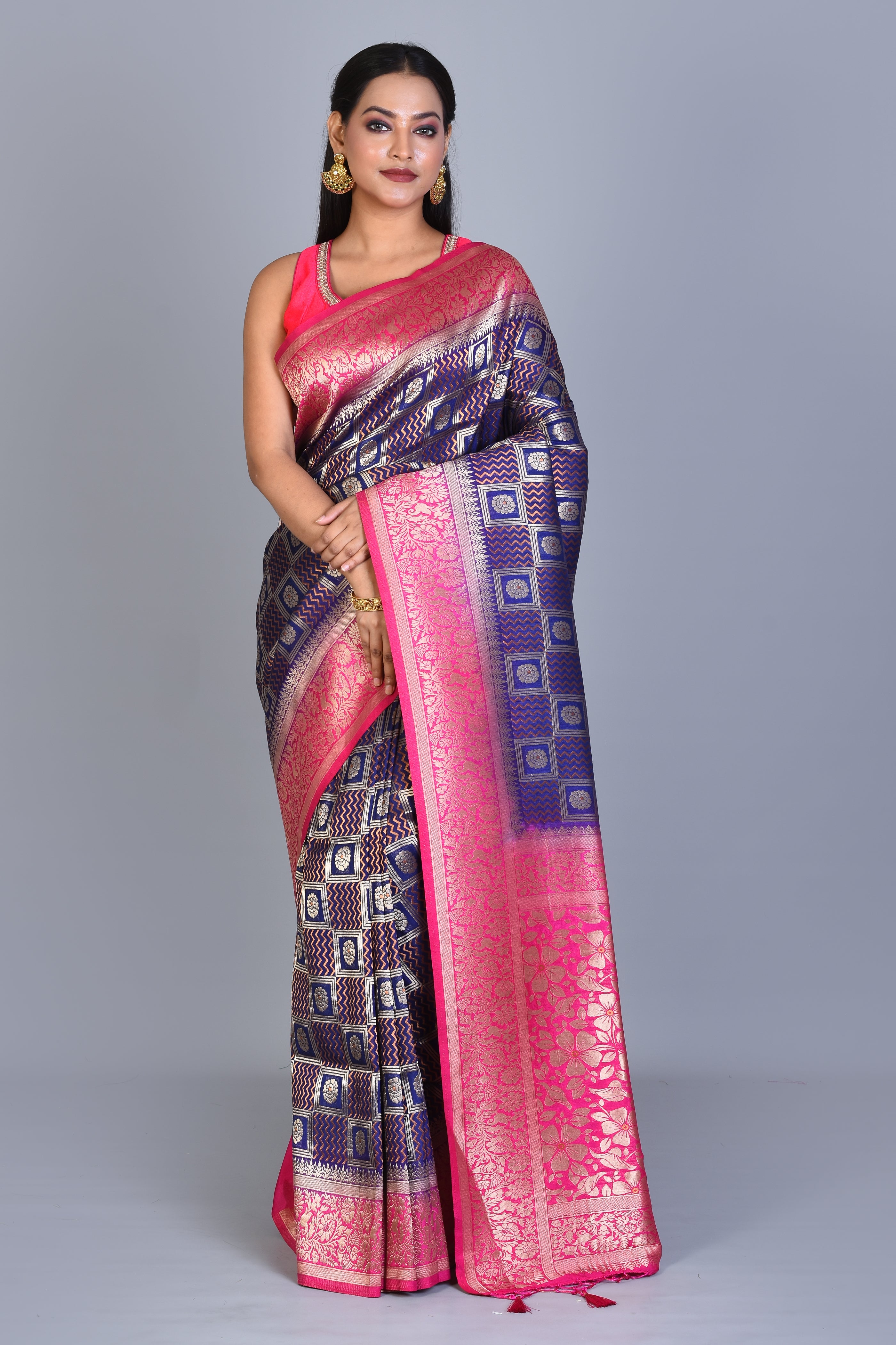 Purple Dupion Silk Saree with Blouse Piece - Keya Seth Exclusive