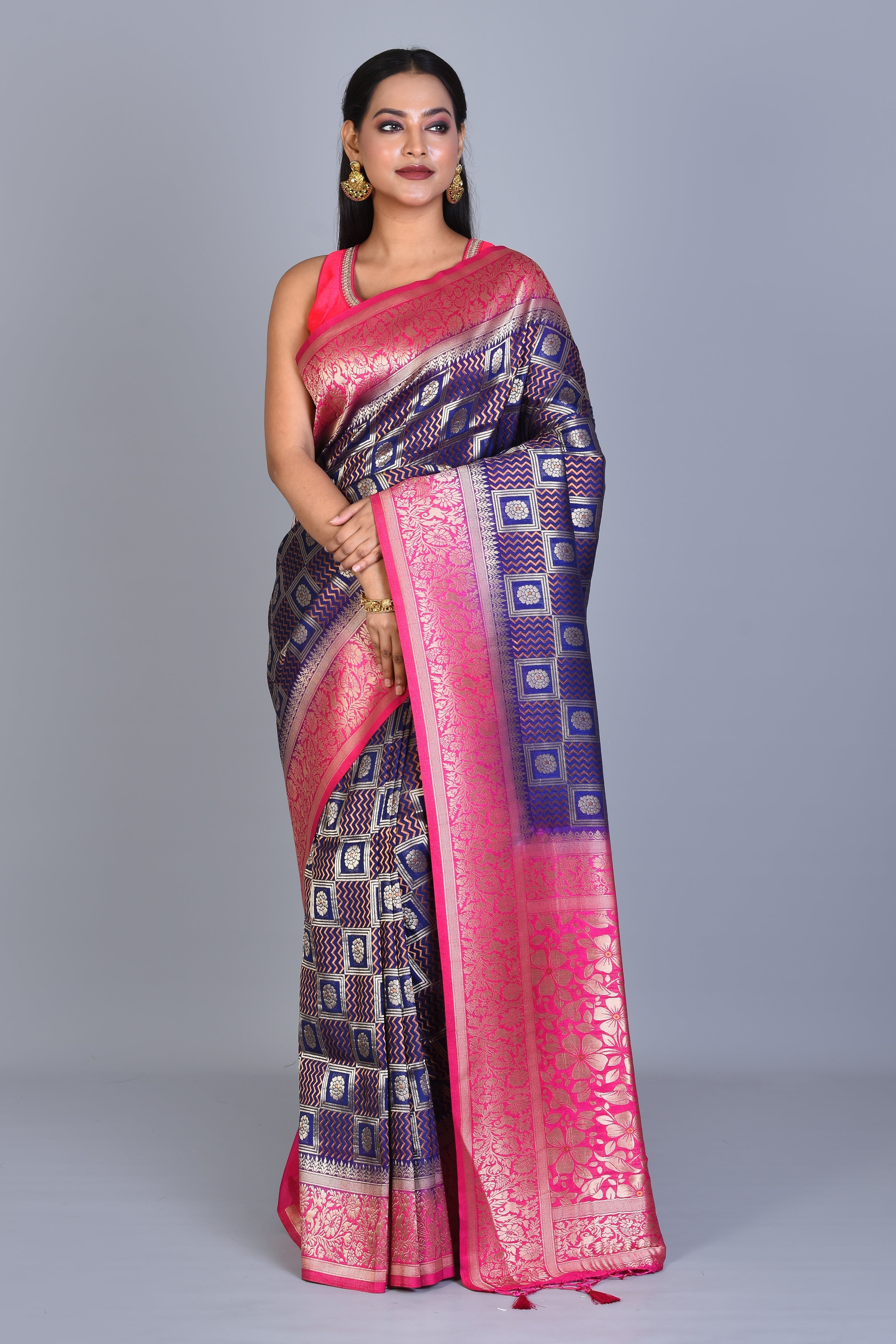 Purple Dupion Silk Saree with Blouse Piece - Keya Seth Exclusive