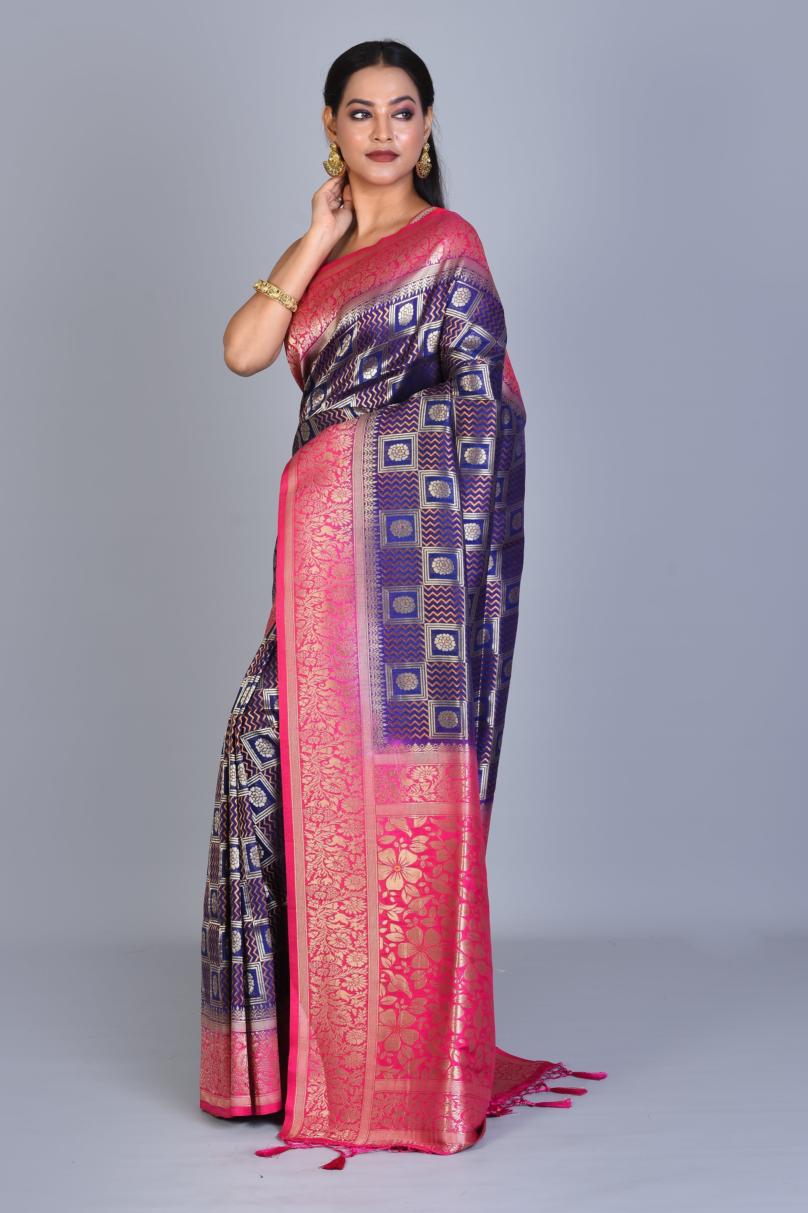 Purple Dupion Silk Saree with Blouse Piece - Keya Seth Exclusive