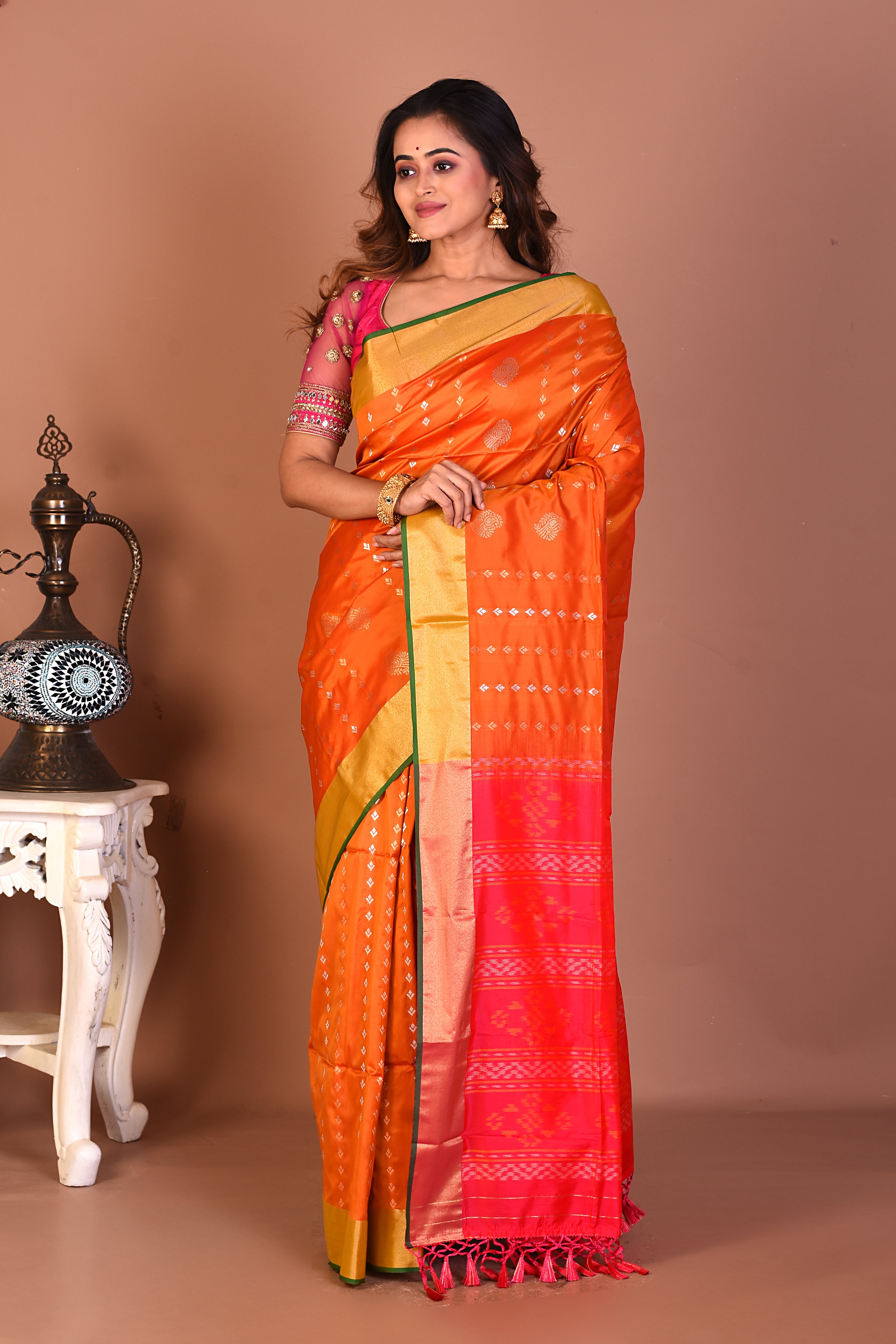 Yellow Blended Bangalore Silk Saree - Keya Seth Exclusive