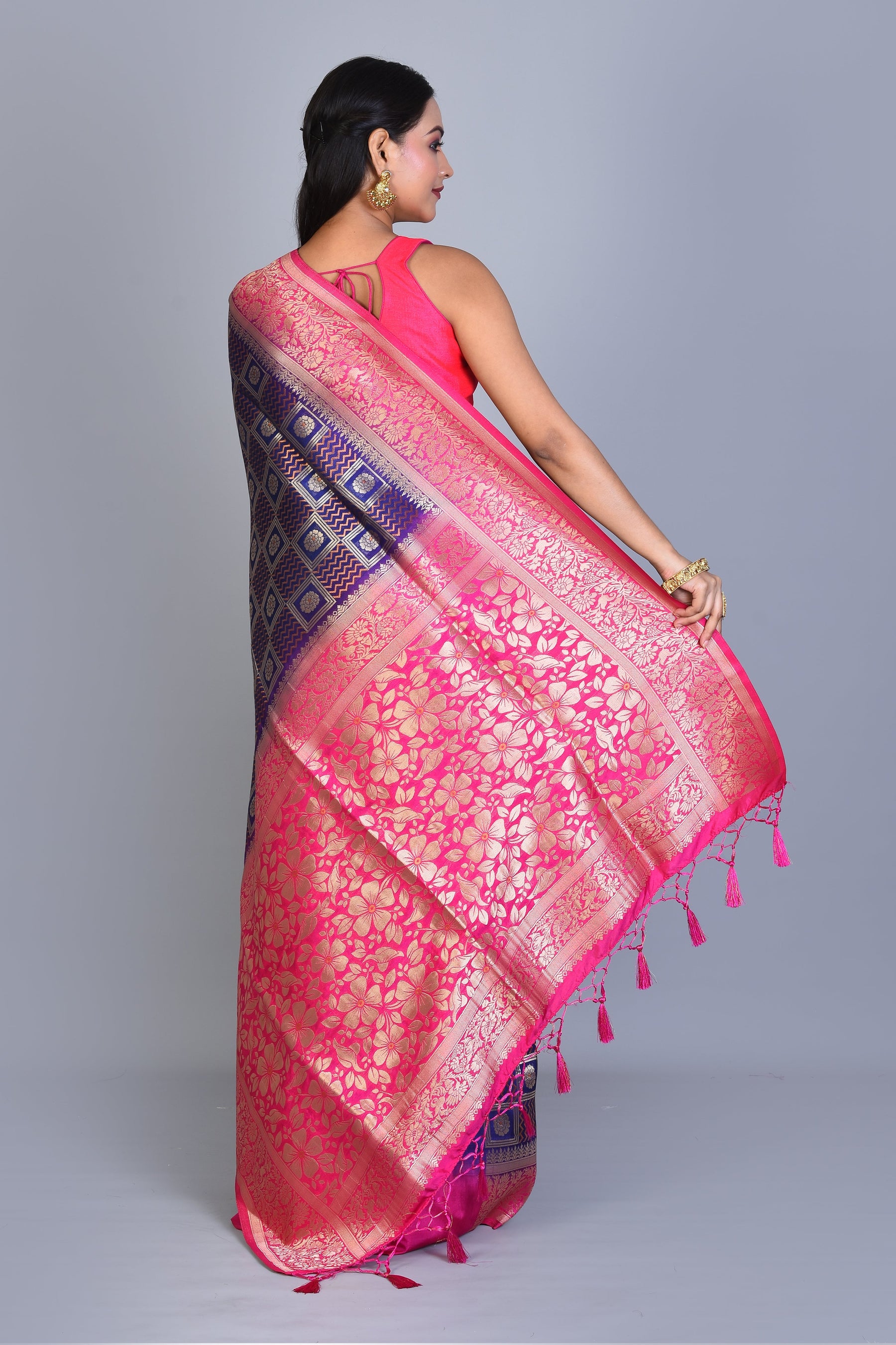 Purple Dupion Silk Saree with Blouse Piece - Keya Seth Exclusive