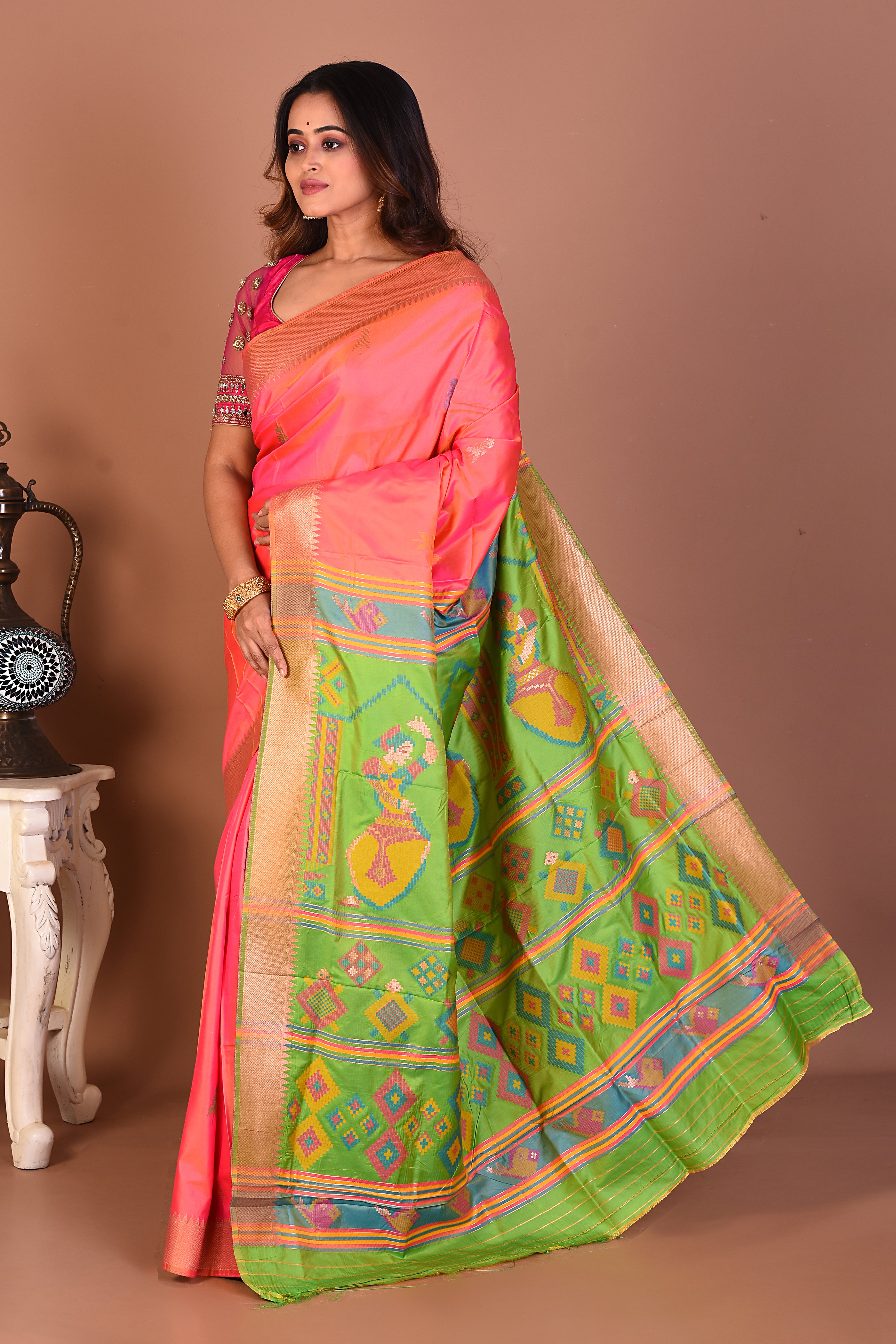 Peach Blended Bangalore Silk Saree - Keya Seth Exclusive