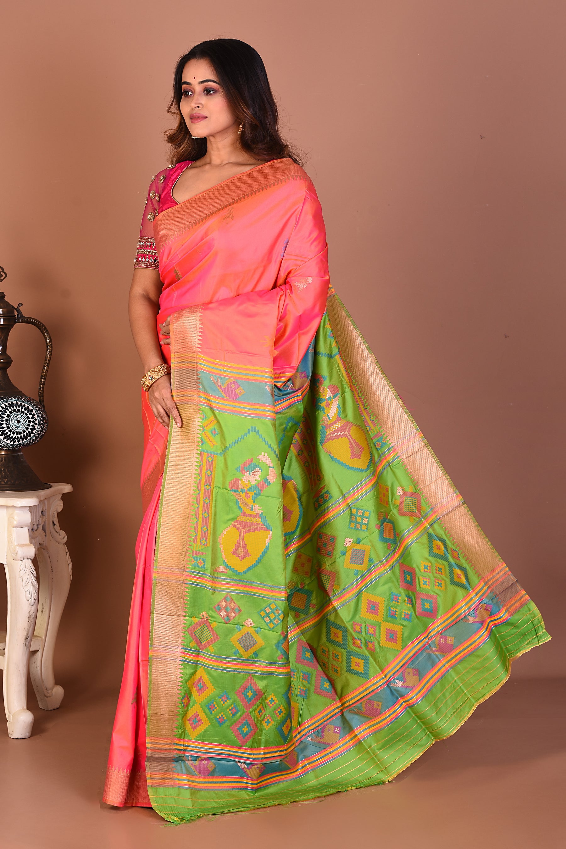 Peach Blended Bangalore Silk Saree - Keya Seth Exclusive