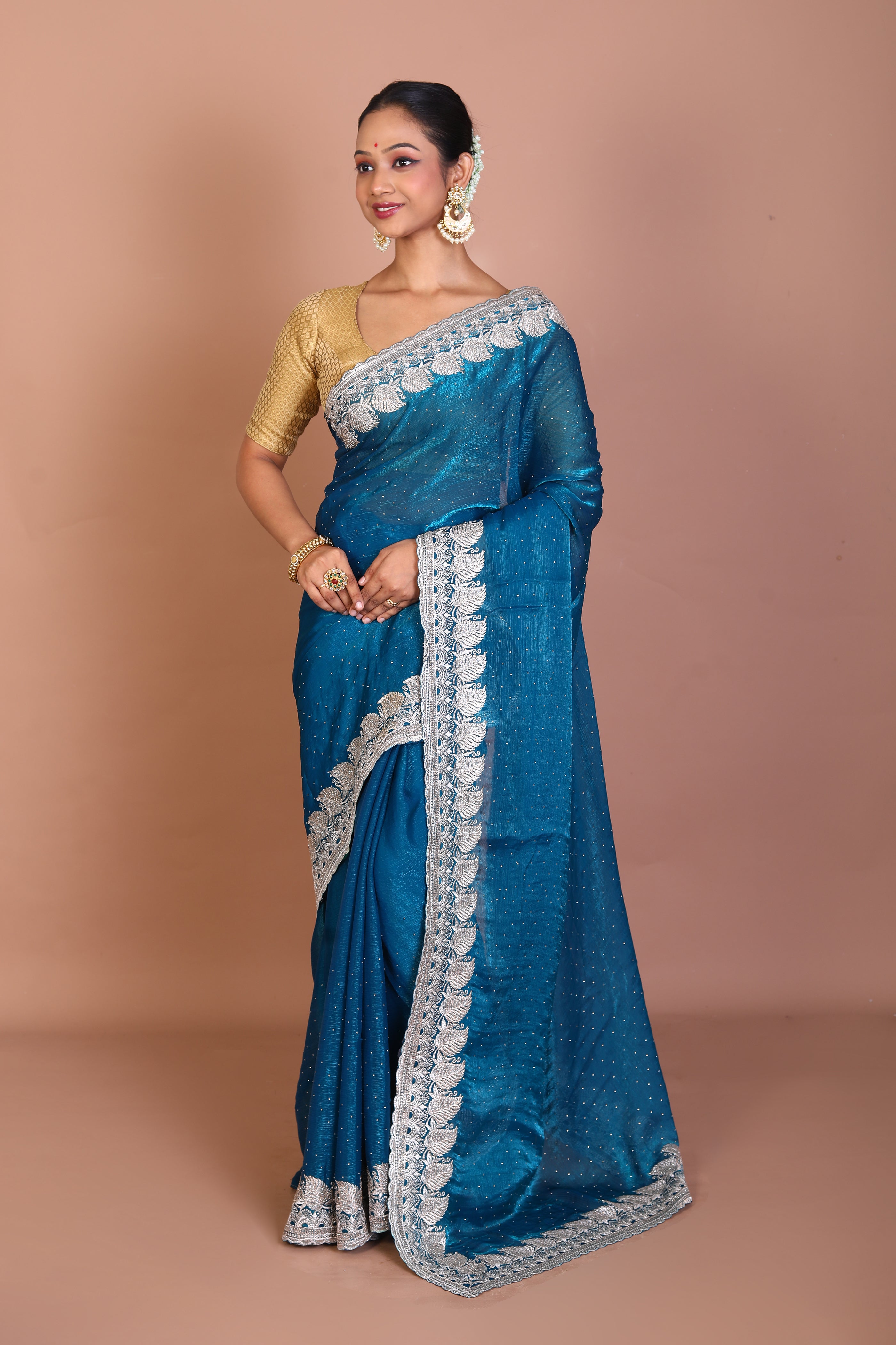Blue Blended Georgette Saree - Keya Seth Exclusive