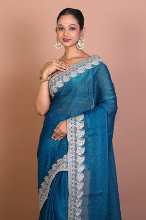 Blue Blended Georgette Saree - Keya Seth Exclusive