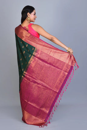 Deep Green Blended Art Silk Saree with Blouse Piece - Keya Seth Exclusive