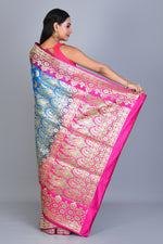 Load image into Gallery viewer, Royal Blue Patli Pallu Banarasi Silk Saree with Blouse Piece - Keya Seth Exclusive
