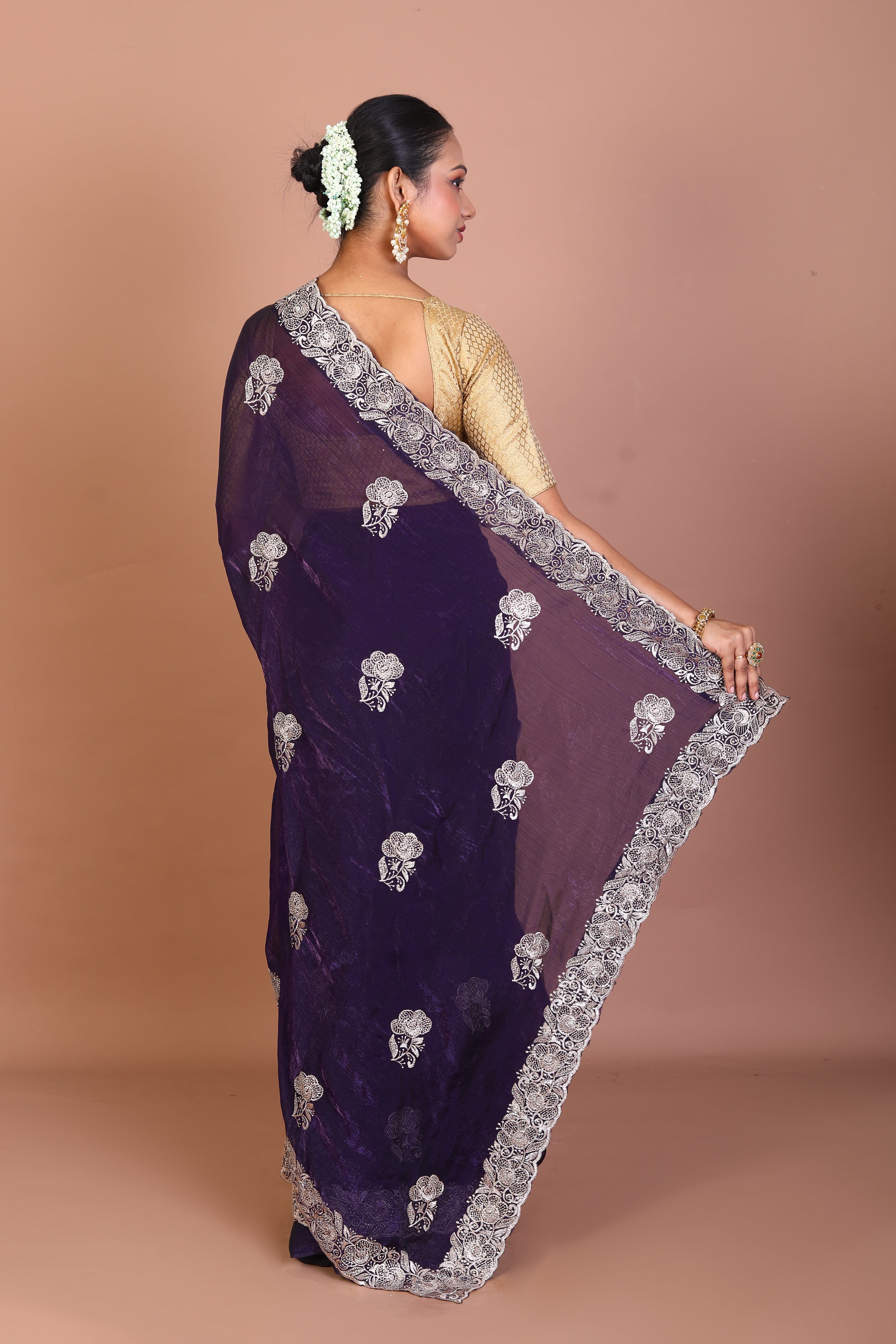Violet Blended Georgette Saree - Keya Seth Exclusive