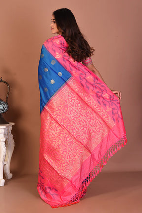 Blue Blended Mashru Silk Saree - Keya Seth Exclusive