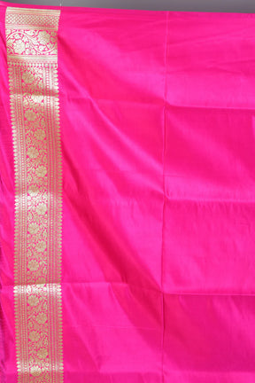 Royal Blue and Pink Half & Half Banarasi Silk Saree with Blouse Piece - Keya Seth Exclusive