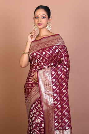 Wine Blended Uppada Silk Saree - Keya Seth Exclusive