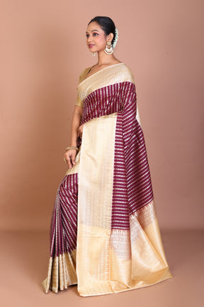 Maroon Semi Katan Saree - Keya Seth Exclusive