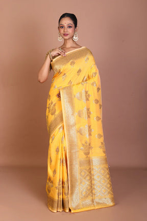 Yellow Blended Tussar Saree - Keya Seth Exclusive
