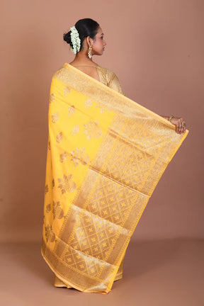 Yellow Blended Tussar Saree - Keya Seth Exclusive
