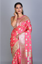 Load image into Gallery viewer, Peach Banarasi Silk Saree with Blouse Piece - Keya Seth Exclusive
