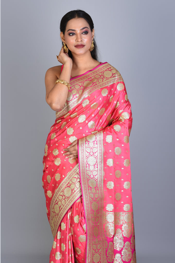 Peach Banarasi Silk Saree with Blouse Piece - Keya Seth Exclusive