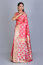 Load image into Gallery viewer, Peach Banarasi Silk Saree with Blouse Piece - Keya Seth Exclusive
