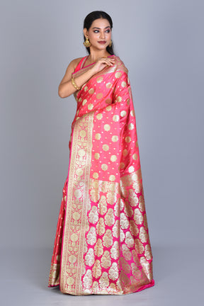 Peach Banarasi Silk Saree with Blouse Piece - Keya Seth Exclusive