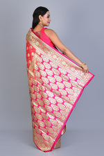 Load image into Gallery viewer, Peach Banarasi Silk Saree with Blouse Piece - Keya Seth Exclusive
