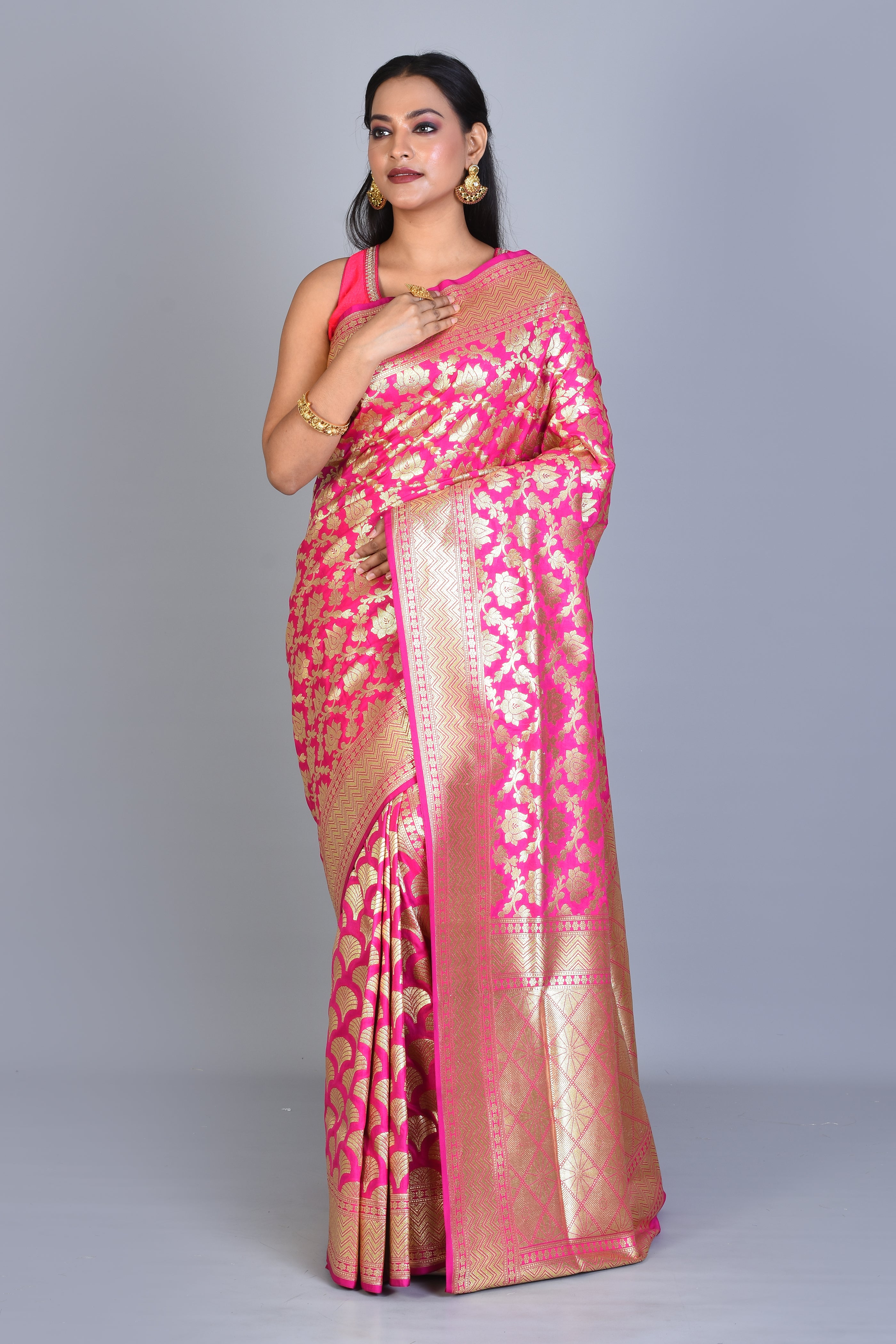 Pink Half & Half Banarasi Saree with Blouse Piece - Keya Seth Exclusive