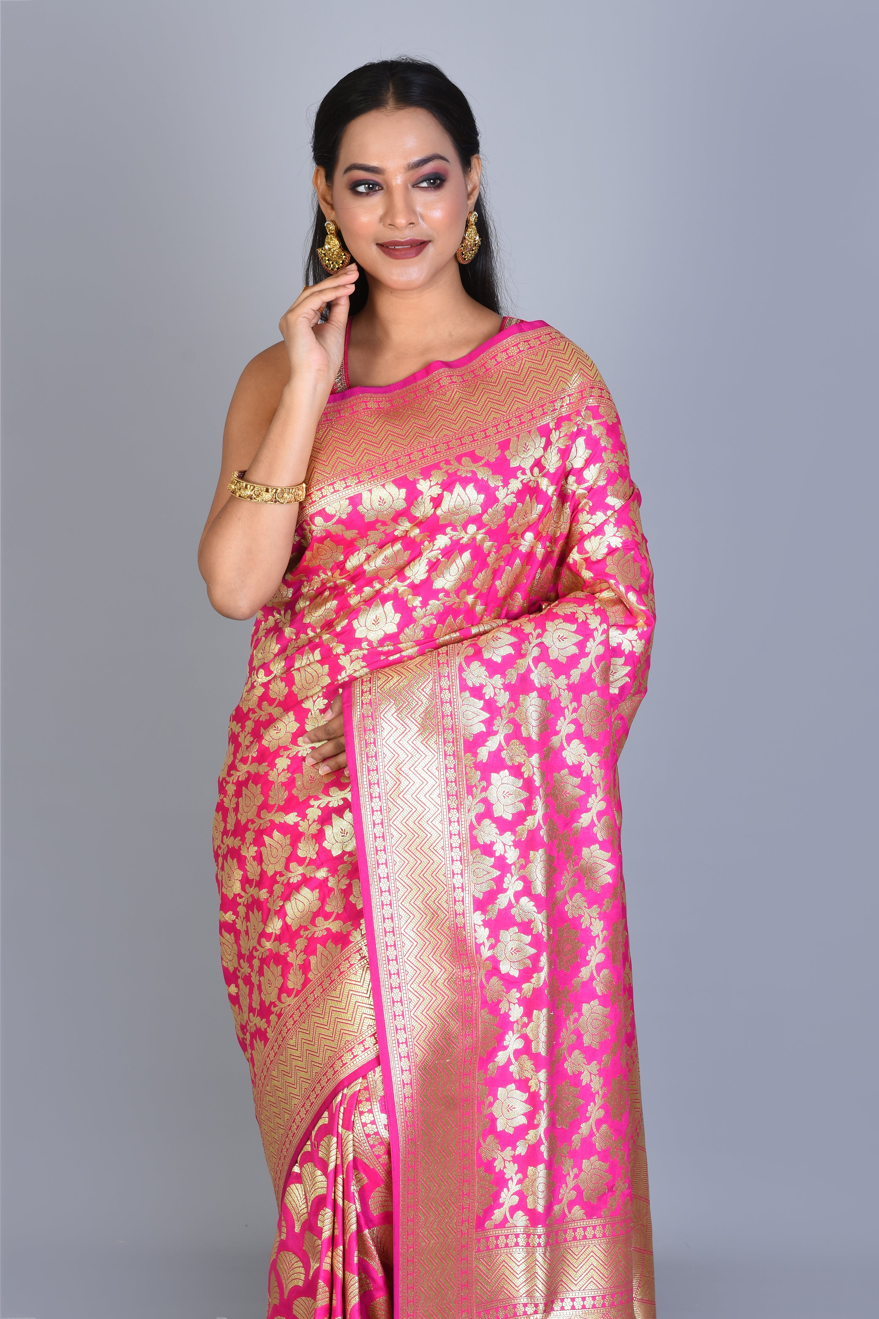 Pink Half & Half Banarasi Saree with Blouse Piece - Keya Seth Exclusive