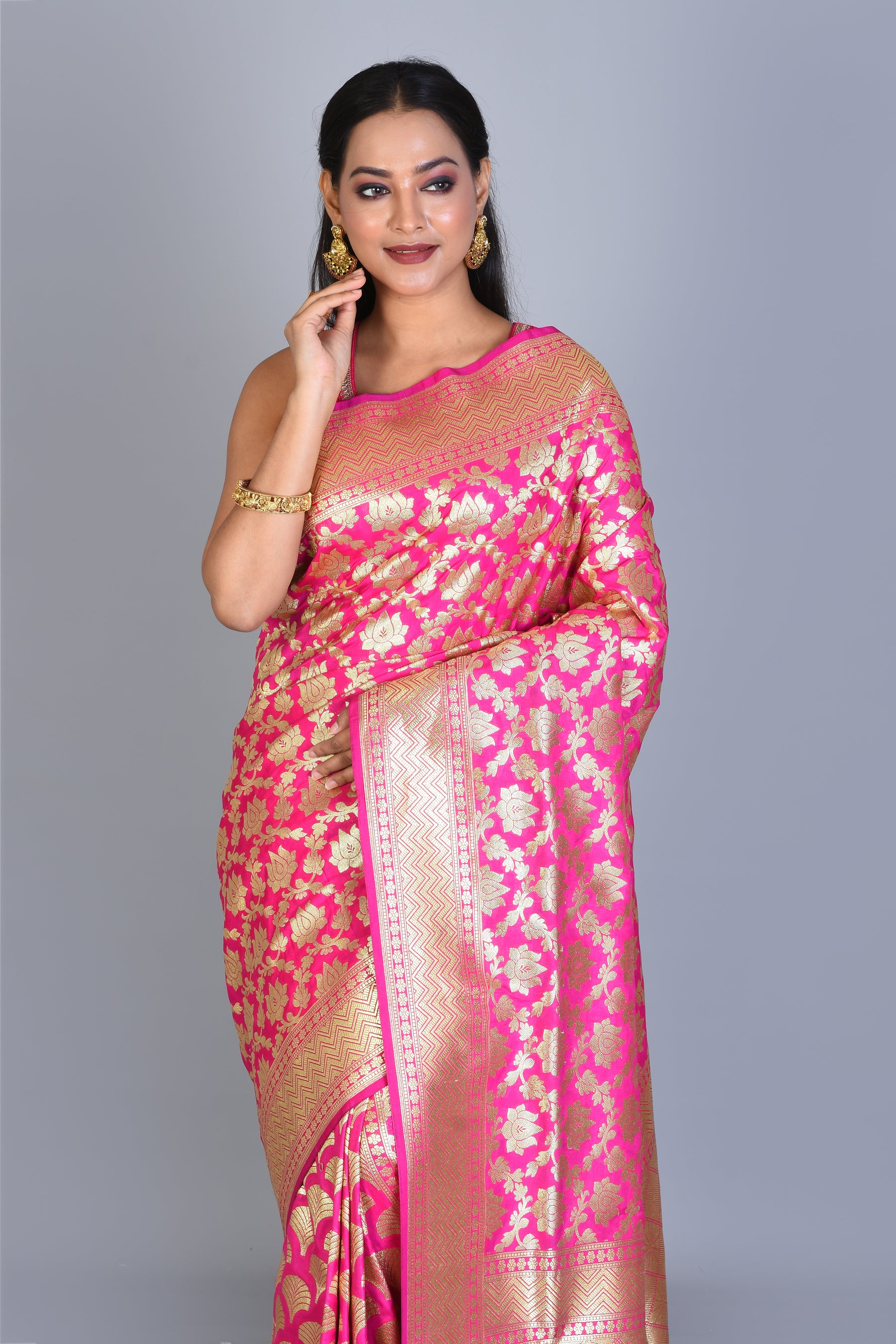 Pink Half & Half Banarasi Saree with Blouse Piece - Keya Seth Exclusive