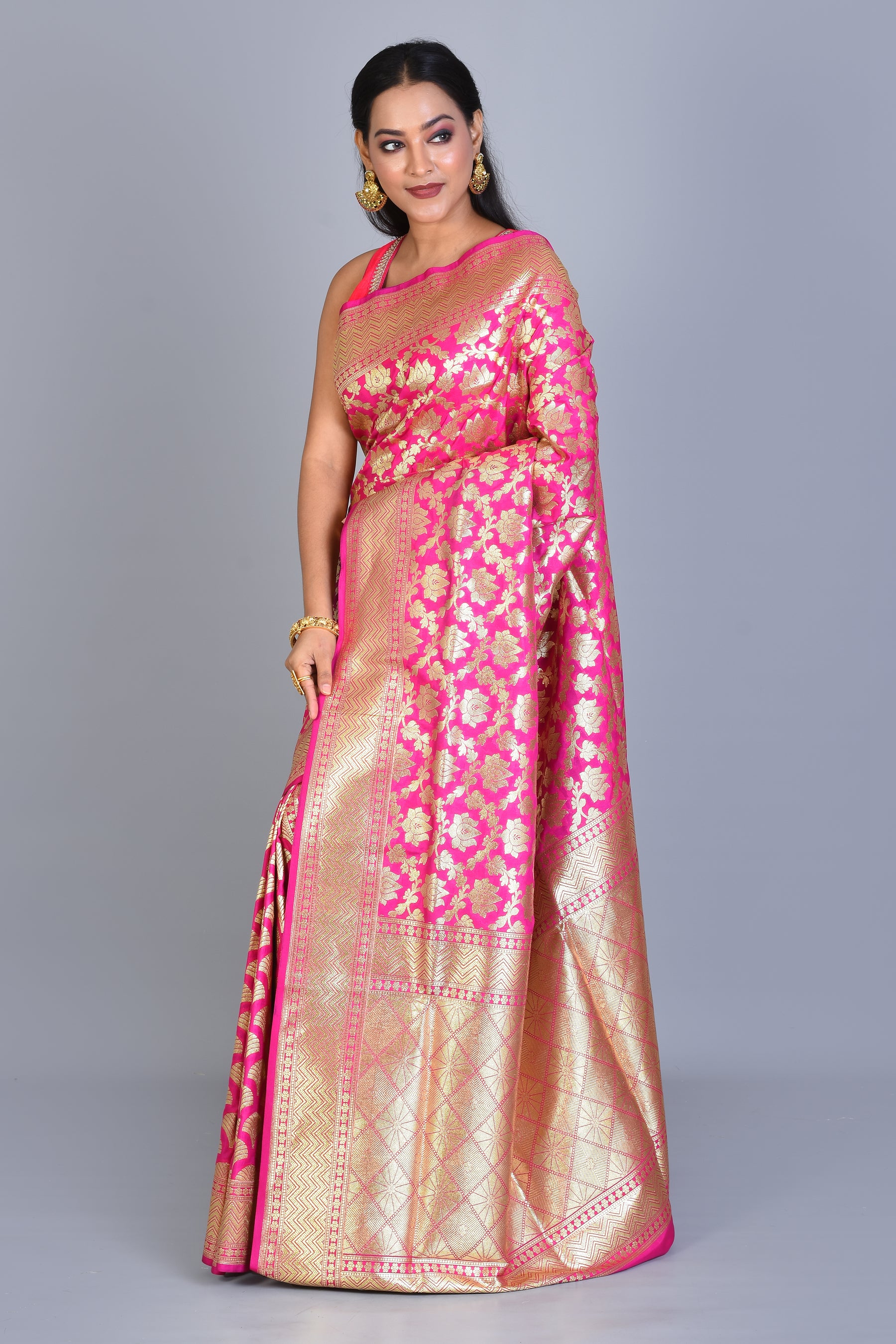 Pink Half & Half Banarasi Saree with Blouse Piece - Keya Seth Exclusive