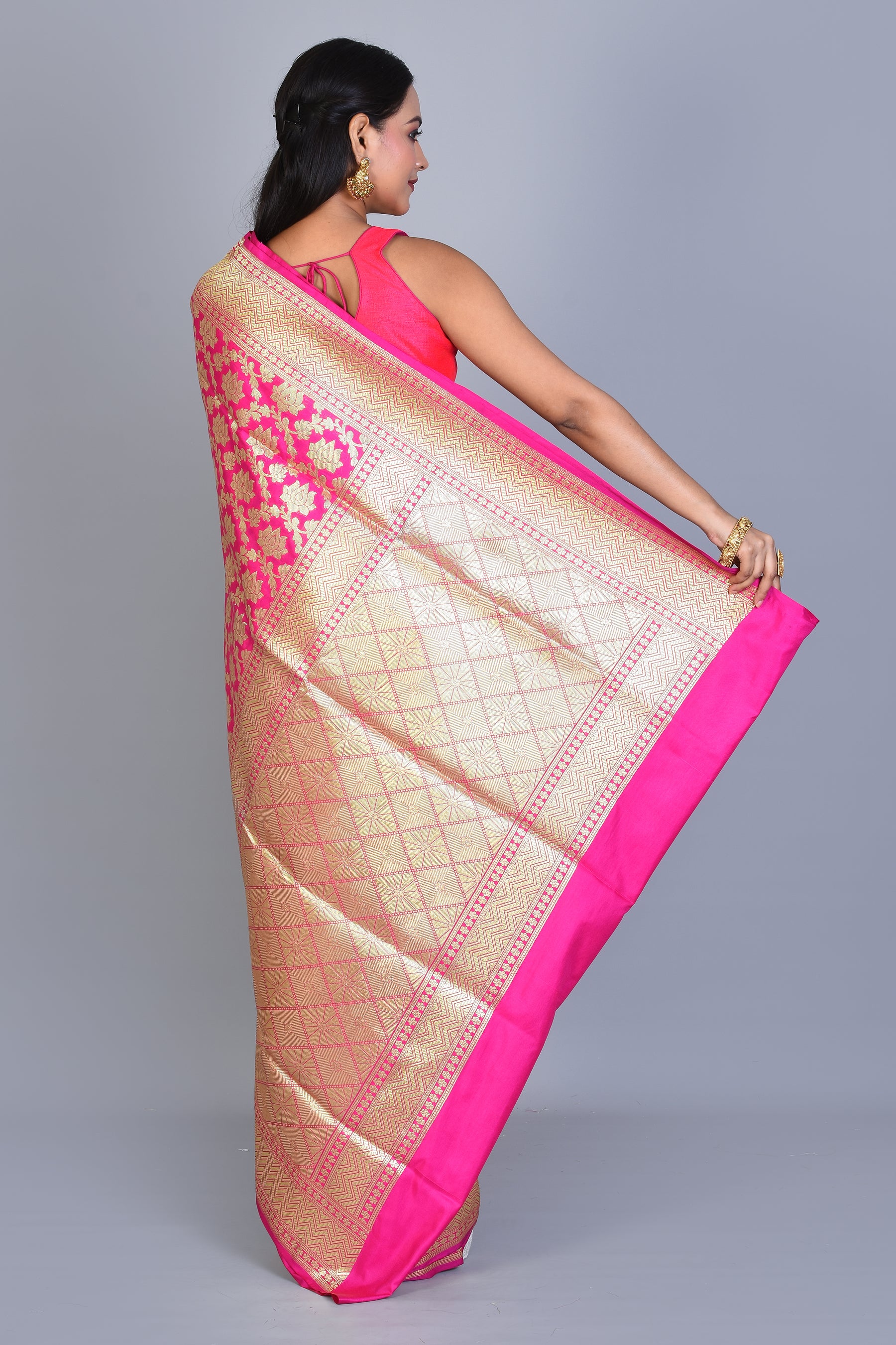 Pink Half & Half Banarasi Saree with Blouse Piece - Keya Seth Exclusive