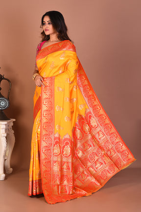 Yellow Blended Baluchari Saree - Keya Seth Exclusive