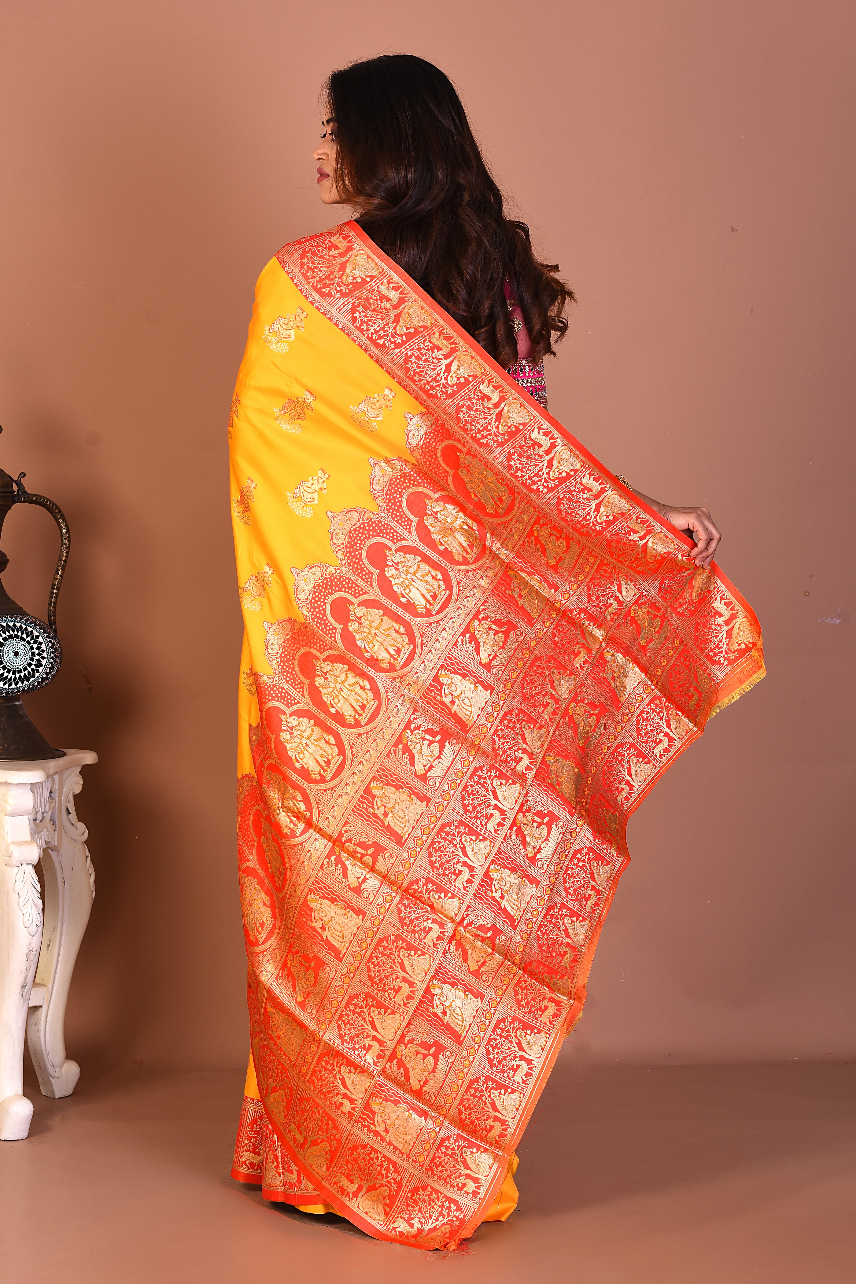 Yellow Blended Baluchari Saree - Keya Seth Exclusive