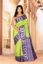 Load image into Gallery viewer, Leaf Green Semi Silk Saree - Keya Seth Exclusive
