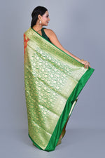 Load image into Gallery viewer, Peach and Green Half &amp; Half Banarasi Silk Saree with Blouse Piece - Keya Seth Exclusive
