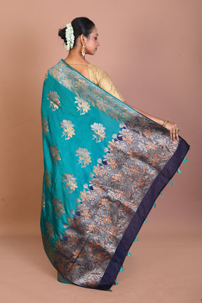 Bottle Green Blended Satin Silk Saree - Keya Seth Exclusive
